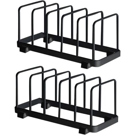 Vtizikl Assiette Organisateur, Égouttoir à Vaisselle, Supports à Assiettes, Organisateur d'Étagère à Assiettes, Rangement de Planche à Découper pour Cuisine Comptoir Placard (Noir, 2 Pièces) (1/4)