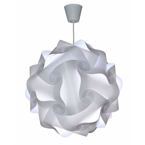 Vtizikl DIY Luminaire à Suspension - Lustre Chambre Prêt à Être Branché Abat-Jour à Suspendre au Plafond Pour Décoration Salon, Chambre Enfants, Ado, Adultes - Ø30 cm - Blanc (1/4)