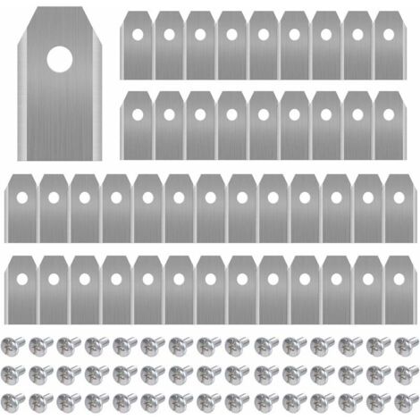 Vtizikl 45 x Lames de Rechange en Titane, Lames de Tondeuse à Gazon pour Toutes Les Tondeuses Robotiques Husqvarna Automower, Gardena, Yardforce, Robuste (3g / 0.75mm) avec Vis (1/4)