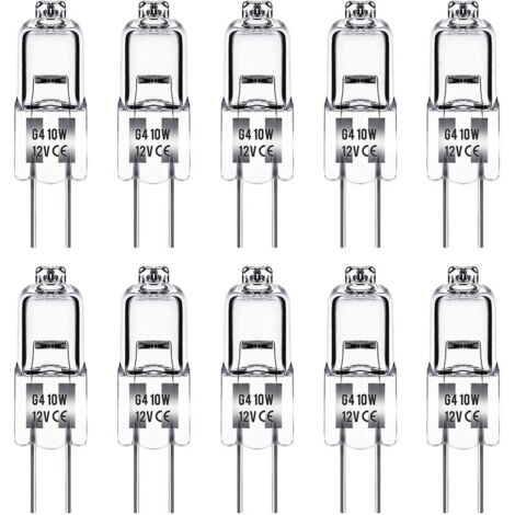 Vtizikl Ampoule Halogene G4, Ampoule G4 12V 10W, blanc chaud 3000K, 150LM, Intensité Variable, LampeHalogene G4, Lampe à Capsule Transparente, paquet de 10 (1/4)