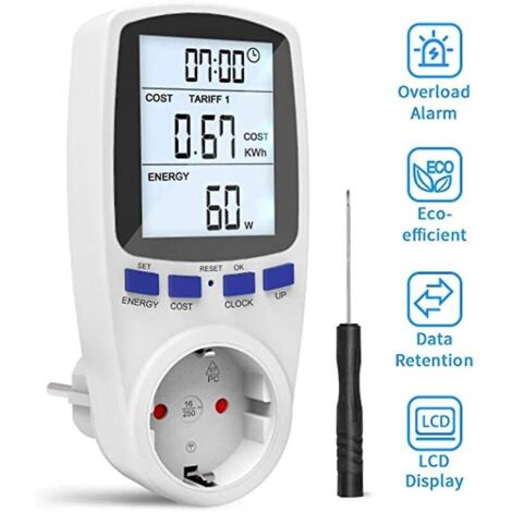 Vtizikl Testeur et détecteur de tension, grand écran LCD, protection contre les surcharges 3680W, compteur intelligent avec 7 modes, avec un tournevis (1/4)