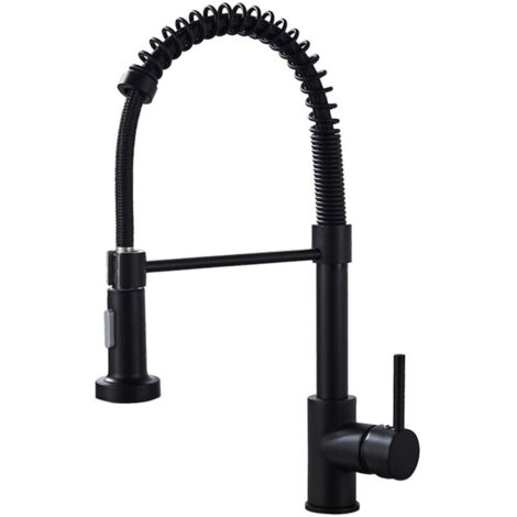 Vtizikl Robinet de cuisine à eau chaude et froide rotatif à mélange d'eau - Robinet à ressort avec pulvérisateur amovible, à arc haut, à poignée unique, design moderne en acier inoxydable pour évier d (1/4)