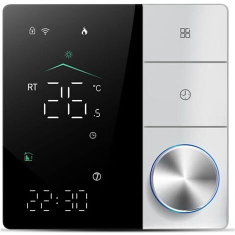 Vtizikl Thermostat de chauffage électrique intelligent, thermostat Wi-Fi AC avec contrôle par application d'apprentissage IA, écran tactile numérique LED et bouton réglable, économie d'énergie, noir (1/4)