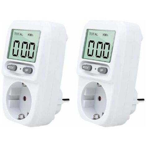 Vtizikl Tigrezy 2PC Wattmetre Prise, Intelligente Portable Prise Compteur D'énergie avec L'écran D'affichage à Cristaux Liquides, Protection Contre Les Surcharges, Puissance Maximum 3680W, pour Domici (1/4)