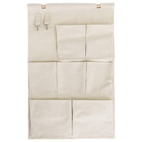Vtizikl Sacs de rangement muraux, organiseur suspendu en tissu de coton, pochette en lin de couleur unie sur la porte du placard (1/4)