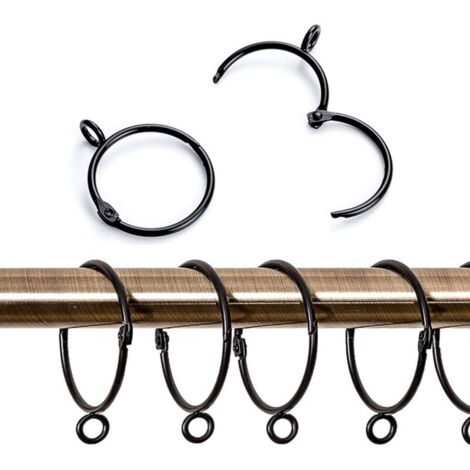 Vtizikl Lot de 20 anneaux de rideaux en métal, crochets de suspension ouverts et fermés pour rideaux et tringles, diamètre intérieur de 50 mm (1/4)
