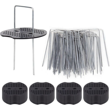Vtizikl 50 Piquets De Jardin Ave Rondelles, Piquets De Fixation en Acier Galvanisé pour Baches Agraphes De Fixation De Toile De Paillage Piquets Galvanisé (1/4)