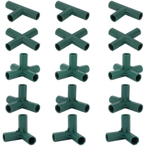 Vtizikl Lot de 15 Connecteurs De Cadre De Serre, Connecteurs d'angle pour Cadre De Jardin Tige d'hélice de 16 mm 5 Types de Support Stable Robuste pour Serre (1/4)