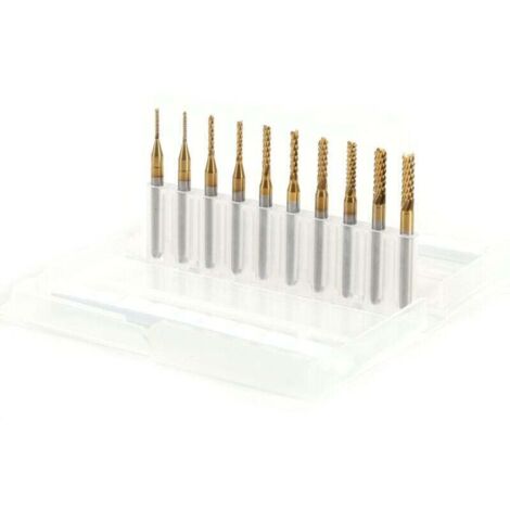 Vtizikl 10pcs Fraise en Bout en Carbure Cémenté À Gravure Bits Sculpture Perceuse Outils Endated Mill 1-3mm (1/4)