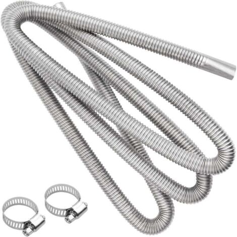 Vtizikl Flexible Pour Echappement 300 cm,Voiture Tuyau d'Echappement, Tuyau d'Échappement de Chauffage de Voiture, Tuyau d'Évent de Gaz Diesel Avec Deux Pinces En Acier Inoxydable (1/4)