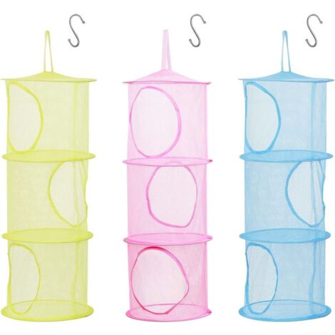 Vtizikl Lot de 3 filets de rangement pliables pour enfants, paniers de rangement suspendus pour jouets, peluches, petits vêtements (1/4)