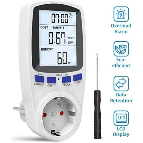 Vtizikl Testeur et détecteur de tension, grand écran LCD, protection contre les surcharges 3680W, compteur intelligent avec 7 modes, avec un tournevis (1/4)