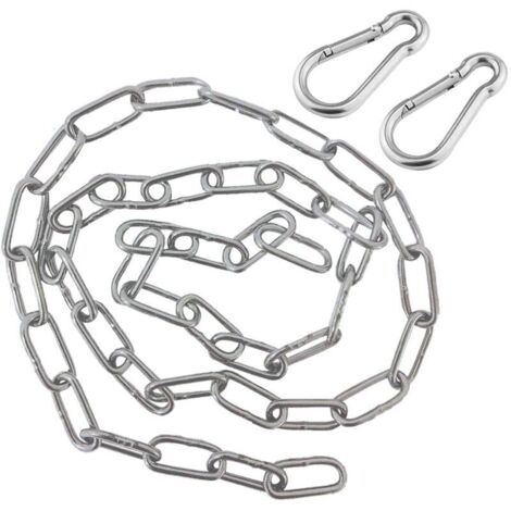 Vtizikl Chaîne Chain avec deux mousquetonsChaîne d'extension pour chaise suspendue en acier inoxydable de 1 mChaîne d'extension pour chaise suspendue (1/4)