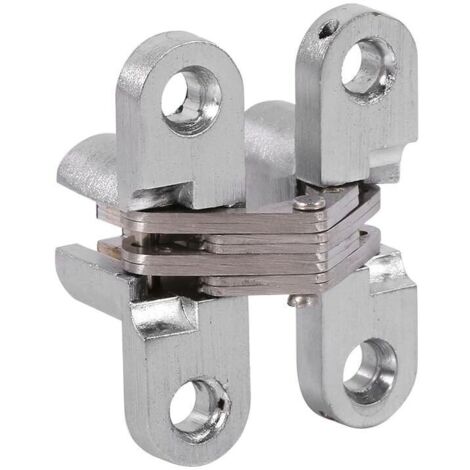 Vtizikl Lot de 2 charnières invisibles en alliage de zinc pour portes pliantes, charnières croisées invisibles, quincaillerie pour meubles, charnières cachées pour portes pliantes, 43,7 mm (1/4)