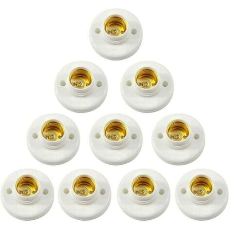 Vtizikl 10 portalámparas E27 con base de tornillo de plástico para montaje en pared, base de bombilla LED, adaptador convertidor de bombilla E27 redondo... (1/4)