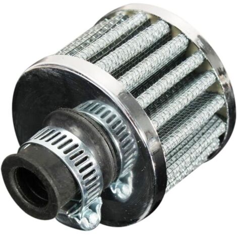 Vtizikl Filtre de reniflard d'huile 12 mm x 50 mm x 56 mm pour air froid, carburant, reniflard de carter, convient aux voitures, argent (1/4)