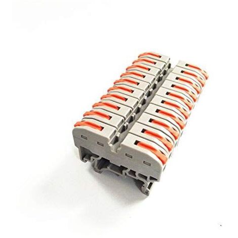 Vtizikl Lot de 10 borniers à connexion rapide, connecteurs enfichables remplaçant les borniers UK2.5B, avec rail de connexion, rail de marquage et vis. (1/4)