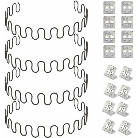 Vtizikl Ressorts de rechange pour canapé 4 pièces 50,8 cm avec 8 clips en S, 4,0 fils de diamètre Kit de réparation de ressorts de canapé pour siège de décoration intérieure de meubles (1/4)