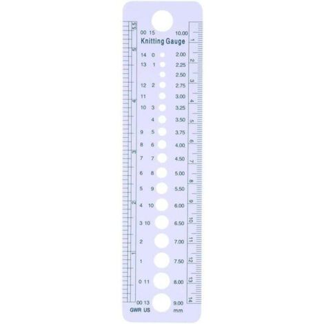 Vtizikl Règle à motifs géométriques, cercle, jauge d'aiguille à tricoter, règle en plastique, 2 à 10 mm, outils de couture, tailles US, UK, Canada (1/4)