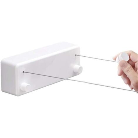 Vtizikl Étendoir à linge extensible , 4,2 m, en acier inoxydable, résistant aux perforations, avec corde réglable pour une utilisation intérieure et extérieure, blanc. (1/4)