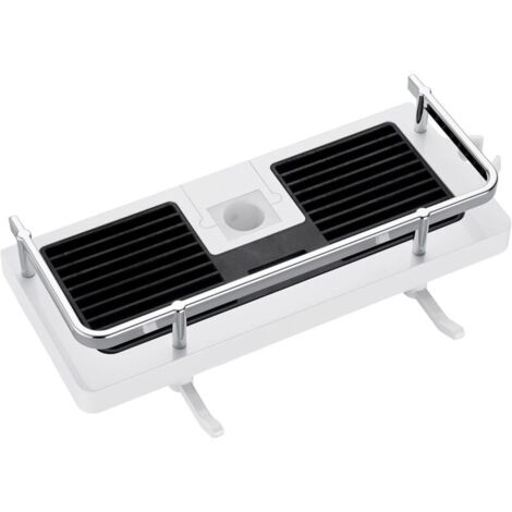 Vtizikl Étagère de douche  sans perçage, panier de douche pour barre de douche avec support pour pommeau de douche, rangement pour shampoing et savon et 2 crochets pour barres de douche de 23 à 25 mm. (1/4)