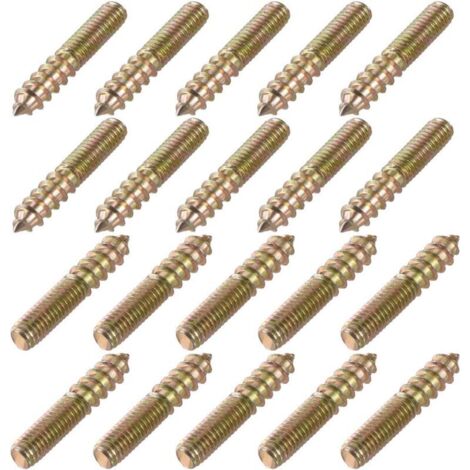 Vtizikl Vis de suspension M6, longueur 1-3/8" (35 mm), vis autotaraudeuses à double tête, boulons de 6 mm, connecteurs pour bois, pieds de meubles, 20 pièces (M6 x 35) (1/4)