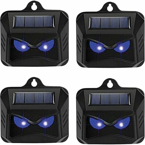 Vtizikl Répulsif solaire contre les animaux sauvages tels que les ratons laveurs, les chevreuils, les renards, les sangliers, etc. - 4 répulsifs efficaces avec lumière LED bleue (1/4)