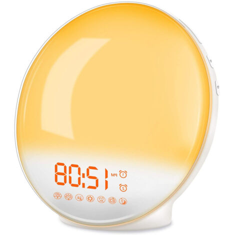 Vtizikl Lumière de réveil LED réveil électronique lumière d'ambiance colorée coucher de soleil lumière de chevet réveil réveil (1/5)