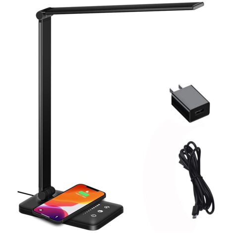 Vtizikl 5V2A lampe de bureau de charge sans fil en alliage d'aluminium bureau pliant chambre chevet étudiant lecture LED lampe de protection des yeux