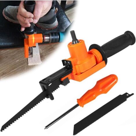 Vtizikl Perceuse électrique , scie électrique modifiée, scie alternative électrique, adaptateur pour scie alternative à double lame pour le bois (1/4)