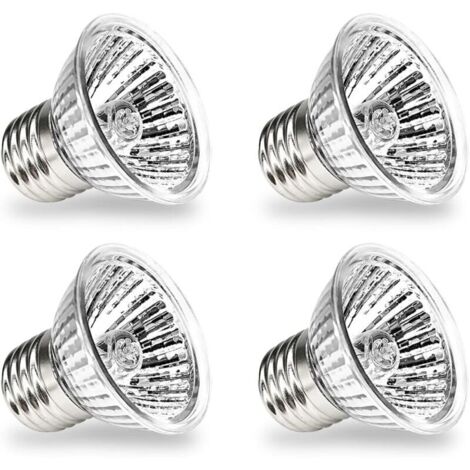 Vtizikl Lampe chauffante pour reptiles Turtle, lampe chauffante E27 UVA UVB pour reptiles, lampe chauffante pour aquarium de reptiles, lampe halogène à spectre complet pour reptiles, lézards, tortues, (1/4)