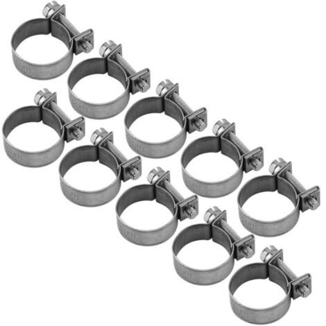 Vtizikl Lot de 10 colliers de serrage robustes en acier inoxydable pour tuyaux de carburant 18-20 mm (1/4)
