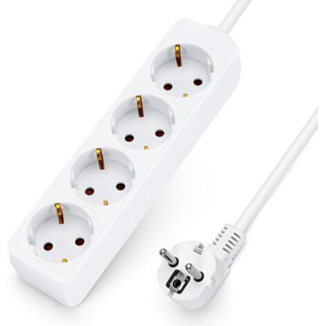 Vtizikl Multiprises 4 Prises Extension D'alimentation de 1 Mètre Câble et Sécurité Enfant Blanc (1/4)