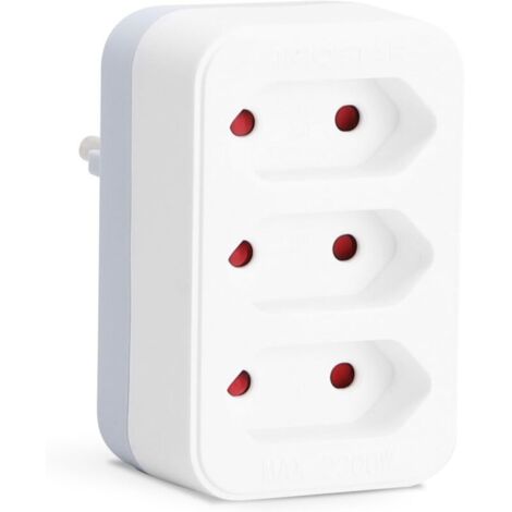 Vtizikl Multiprise pour prise européenne, adaptateur 3 prises, 3 prises européennes, sécurité enfant, 2 300 W, blanc (1/4)