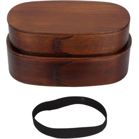 Vtizikl Boîte à bento japonaise à 2 étages, contenants de conservation des aliments en bois pour enfants et adultes, randonnée, escalade, bureau, école (1/4)