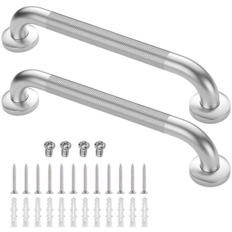 Vtizikl Barres d'appui pour salle de bain, lot de 2, en acier inoxydable SUS 304, avec poignée de sécurité chromée, pour douche, pour personnes. (1/4)