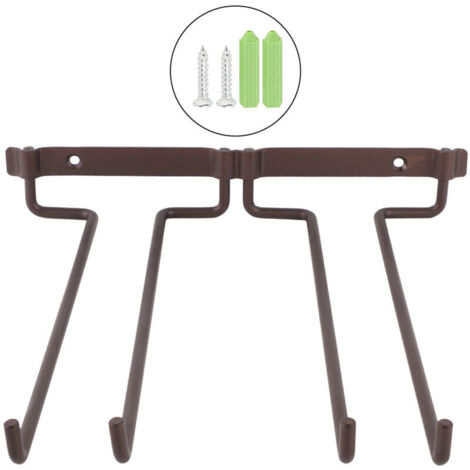 Vtizikl Support de Verres à Pied, Support de Tasse de vin en métal Suspendu Bar Double Verres à Pied Verre Bouteille gobelet Support inversé, décor de Cuisine de Ferme (1/4)