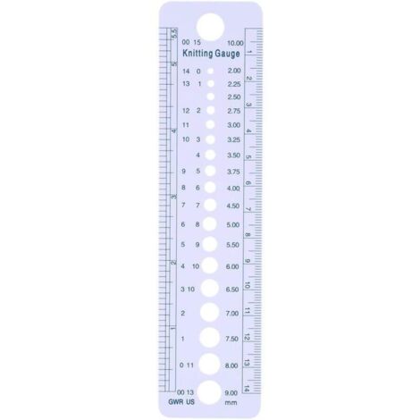 Vtizikl Règle à motifs géométriques, cercle, jauge d'aiguille à tricoter, règle en plastique, 2 à 10 mm, outils de couture, tailles US, UK, Canada (1/4)