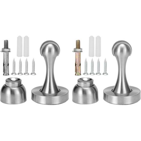 Vtizikl Lot de 2 butées de porte magnétiques en nickel brossé - Support mural en acier inoxydable pour la maison et le bureau (1/4)