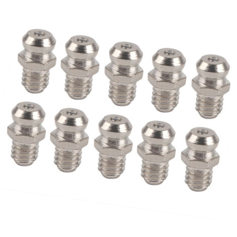 Vtizikl Lot de 10 embouts de rechange en métal pour pistolet à graisse, accessoires de lubrification résistants à la rouille pour l'automobile, la moto et l'industrie (M6 Straight) (1/4)