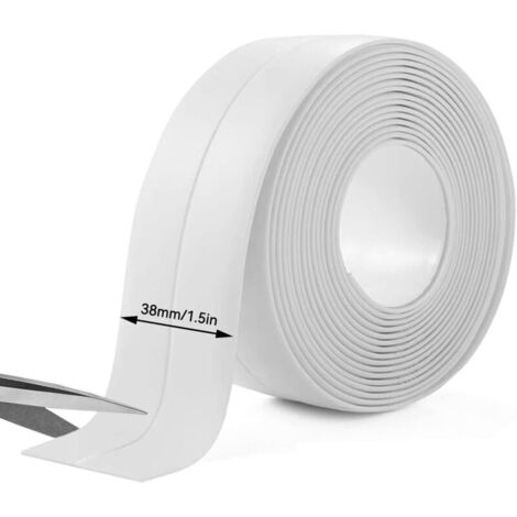 Vtizikl 1 Rouleaux 38mm x 3.2m joint douche,joint autocollant Salle de Bain,ruban etancheite,Anti-moisissure,pour Salle de Bain,Cuisine,les Toilettes,les Éviers,Coin(Blanc) (1/4)