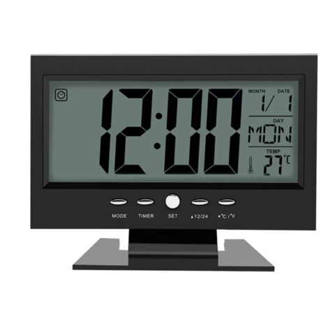 Vtizikl Horloge électrique, Réveil LCD Digital Sound avec Calendrier Et Affichage de La Température(Noir) (1/4)