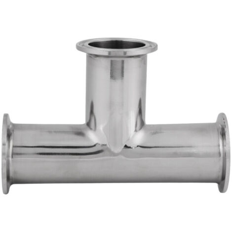 Vtizikl 1 raccord en T standard en acier inoxydable à 3 voies Φ38 x 1,5 pour raccords sanitaires (1/4)
