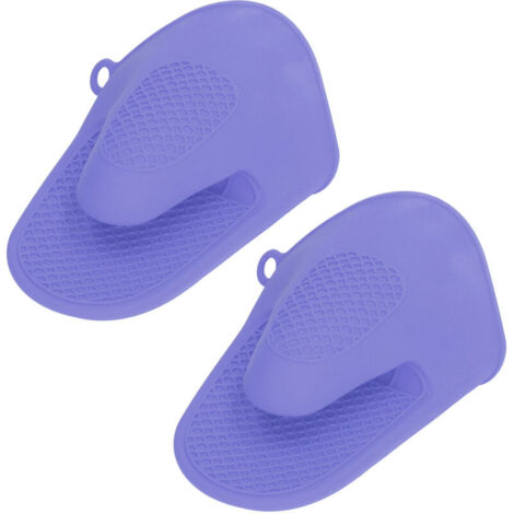 Vtizikl 2pièces Gants de Cuisine en Silicone, Résistants à la Chaleur, Mini-Gants de Four épaissi, Anti-brûlure(Violet) (1/4)