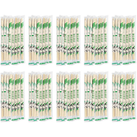 Vtizikl Ustensiles de base, Baguettes jetables rondes en bambou, paires de baguettes, jetables, en bambou, emballées individuellement, 19,5 x 0,5 cm, Lot de 100 (1/4)