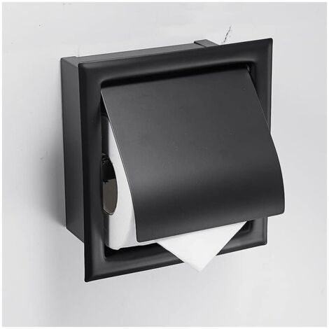 Vtizikl Porte Papier Toilette Encastré en Acier Inoxydable,Carrage Papier Salle Bain Portarroles Intégrées Noir (1/4)