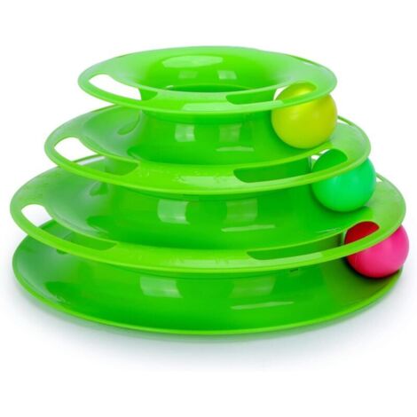 Vtizikl Jouet pour chat, tour interactive avec 3 balles et 3 niveaux (25 x 12,5 cm) (1/4)