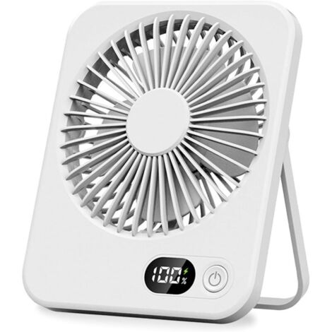 Vtizikl Mini ventilateur de table silencieux, inclinable à 180°, rechargeable par USB, ultra-fin, pour usage domestique (blanc) (1/4)