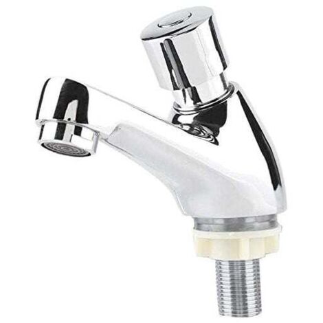 Vtizikl Robinet Poussoir Temporisé, G1/2 Robinet Poussoir Eau Froide Robinets de Lavabo pour Salle de Bain Robinet Salle Bain Robinet Lave Main Eau Froide pour la Salle de Bain et la Cuisine (1/4)