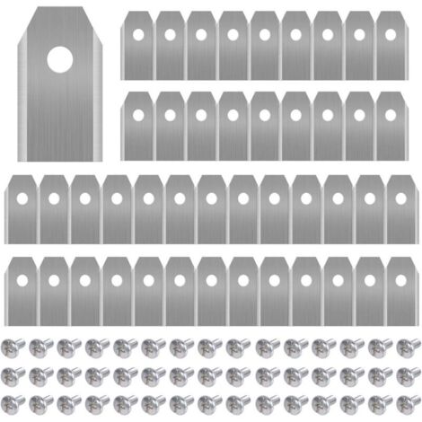 Vtizikl Lame de tondeuse 45 x Lames de Couteau en Titane pour Toutes Les Tondeuses Robotiques Husqvarn/Automower/ Yardforce/Gardena(3g-0.75mm) Avec 45 Vis, Lames de Rechange (1/4)